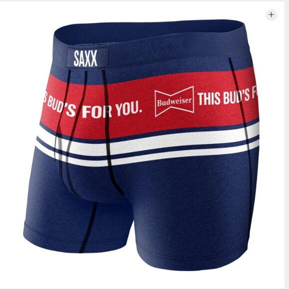 SAXX ULTRA Boxer Briefs with Fly “Budweiser Placement Stripe" - Picture 1 of 4